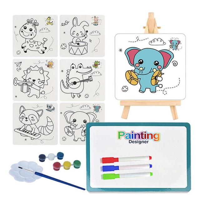 Kids Art Painting Set 19pcs DIY Watercolor Painting with Drawing Board  Brush Easel Palette Pen Paint